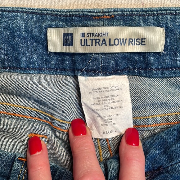 Gap straight ultra low rise blue jeans size 10 long - Picture 3 of 4